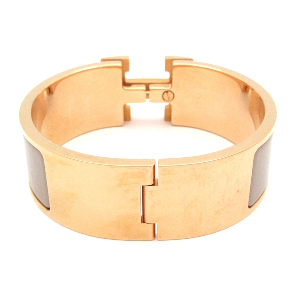 Hermès Clic Clac H Bangle Rose Gold Gray-Beige Hardware Patent Leather - Picture 3 of 6